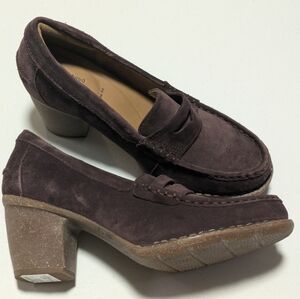 Unstructured By Clark's Purple Suede Penny Loafer Wedge Heel